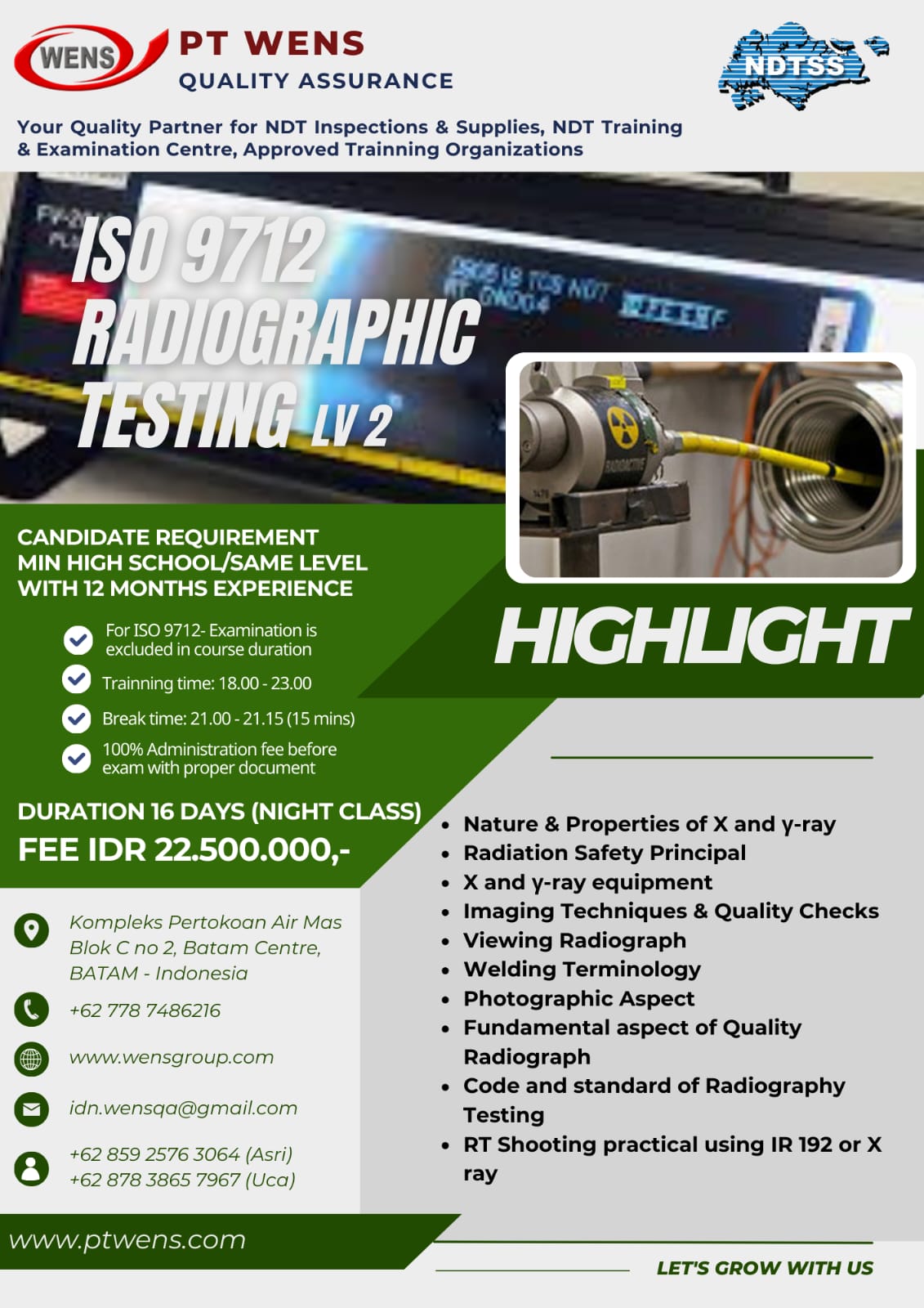 Photo 9712 Boost Your Skills with ISO 9712 Radiographic Testing Training Batam